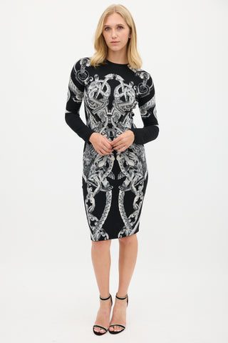 Alexander McQueen FW 2010 Black 
White Knit Graphic Dress