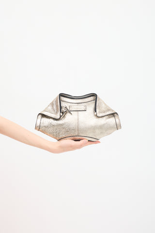 Alexander McQueen Gold Letather Metallic Manta Pouch