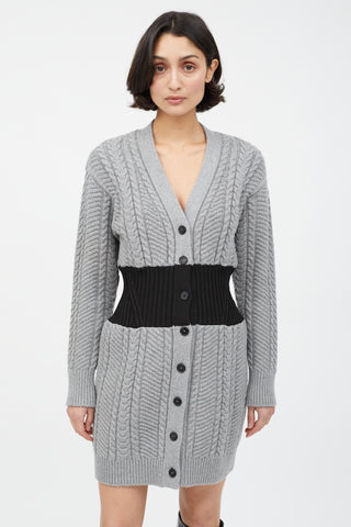 Alexander McQueen Grey 
Black Cable Knit Sweater Dress