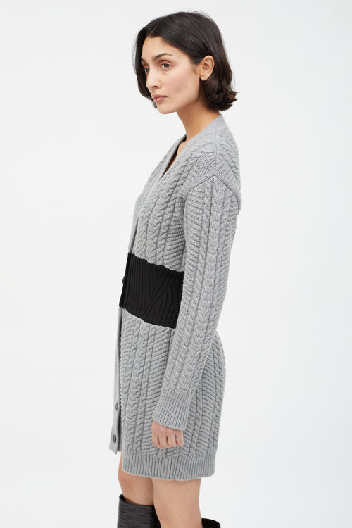 Alexander McQueen Grey 
Black Cable Knit Sweater Dress