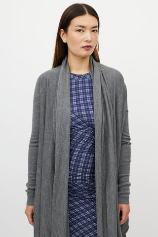 Alexander McQueen Grey Draped Knit Cardigan