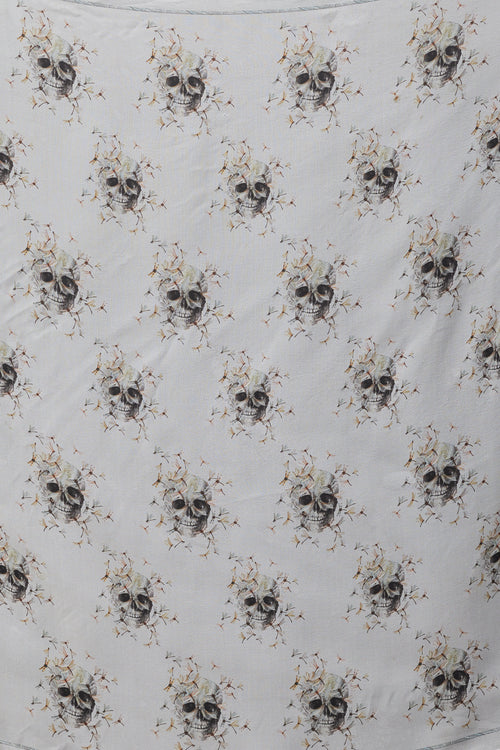 Alexander McQueen Grey Silk Skull Print Scarf