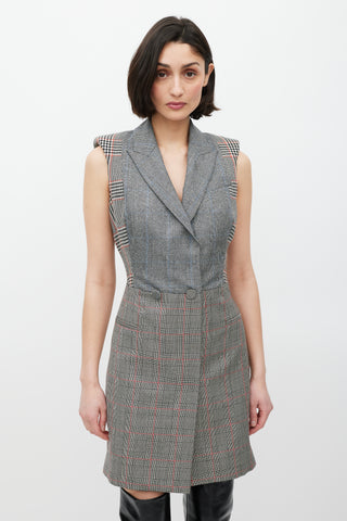 Alexander McQueen Grey 
White Glen Check Blazer Dress