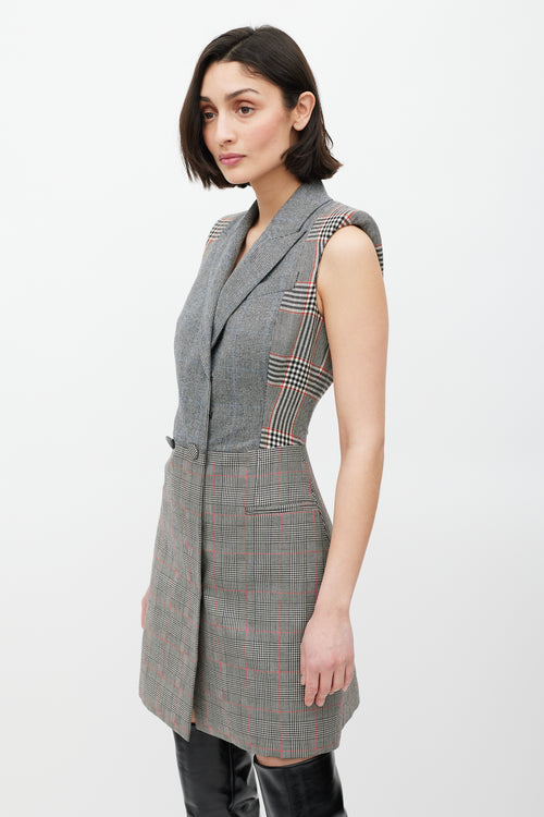 Alexander McQueen Grey 
White Glen Check Blazer Dress