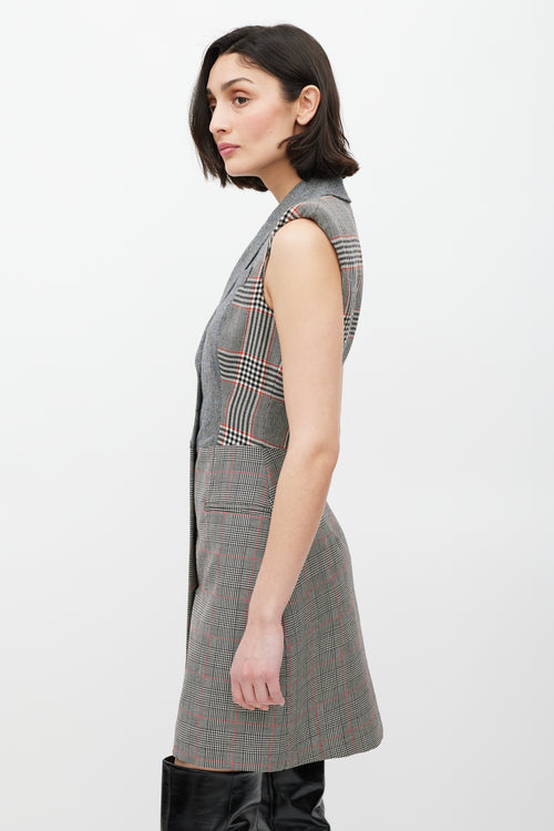 Alexander McQueen Grey 
White Glen Check Blazer Dress