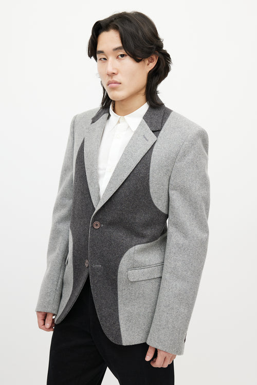 Alexander McQueen Grey Wool Panelled Blazer