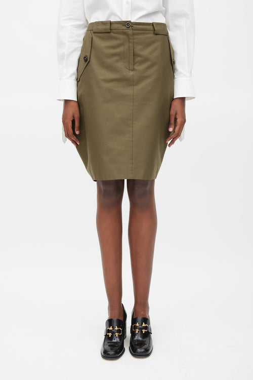 Alexander McQueen Khaki Green Structural Panelled Skirt