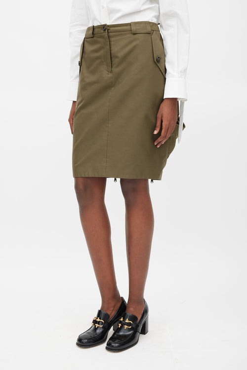 Alexander McQueen Khaki Green Structural Panelled Skirt