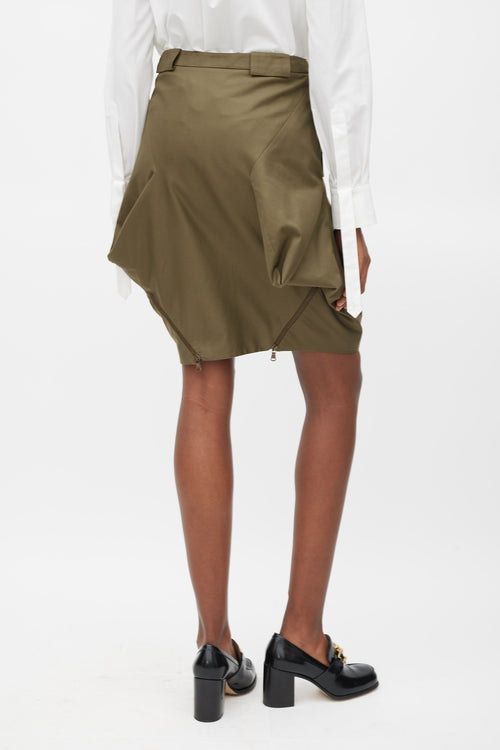 Alexander McQueen Khaki Green Structural Panelled Skirt