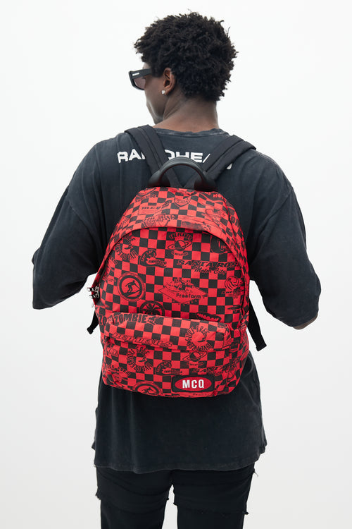 Alexander McQueen Black 
Red Checkered Racer Backpack