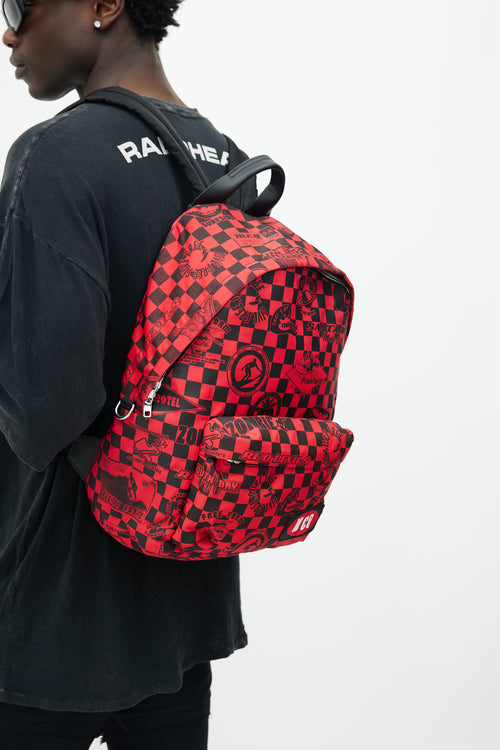 Alexander McQueen Black 
Red Checkered Racer Backpack