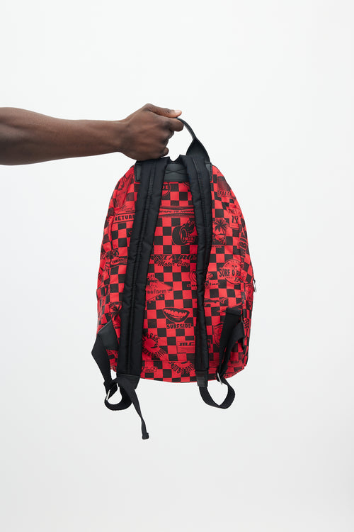 Alexander McQueen Black 
Red Checkered Racer Backpack