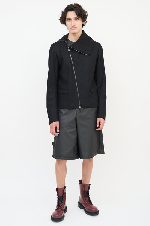 Alexander McQueen McQ Black Wool Asymmetrical Zip Jacket