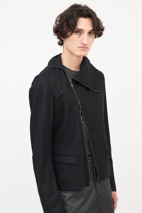 Alexander McQueen McQ Black Wool Asymmetrical Zip Jacket