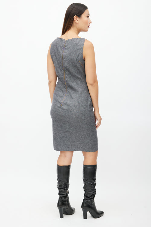 Alexander McQueen McQ Grey 
Gold Zip Shift Dress