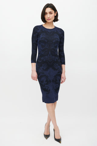 Alexander McQueen Navy 
Black Paisley Lace Dress