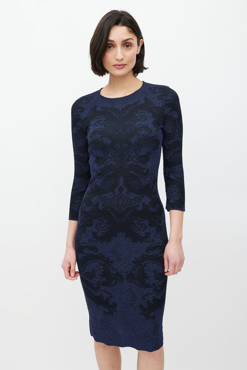 Alexander McQueen Navy 
Black Paisley Lace Dress