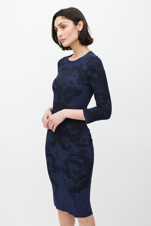 Alexander McQueen Navy 
Black Paisley Lace Dress