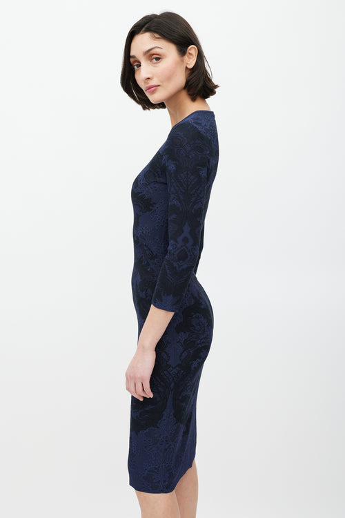 Alexander McQueen Navy 
Black Paisley Lace Dress