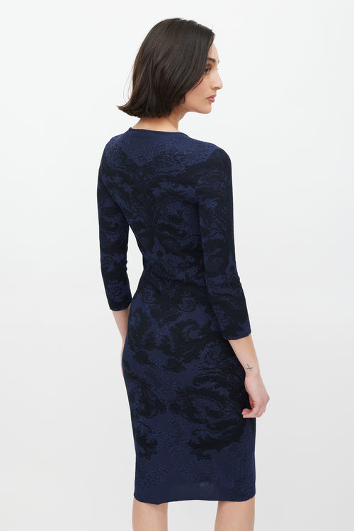 Alexander McQueen Navy 
Black Paisley Lace Dress