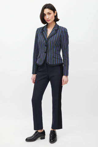 Alexander McQueen Navy 
Black Wool Striped Trouser