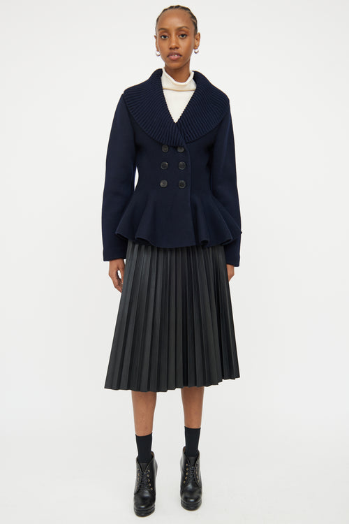 Alexander McQueen Navy Wool Peplum Jacket