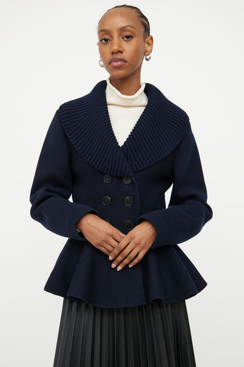 Alexander McQueen Navy Wool Peplum Jacket