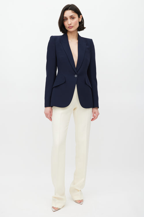 Alexander McQueen Navy Three Pocket Blazer