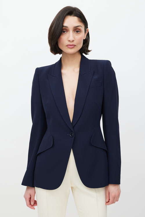 Alexander McQueen Navy Three Pocket Blazer