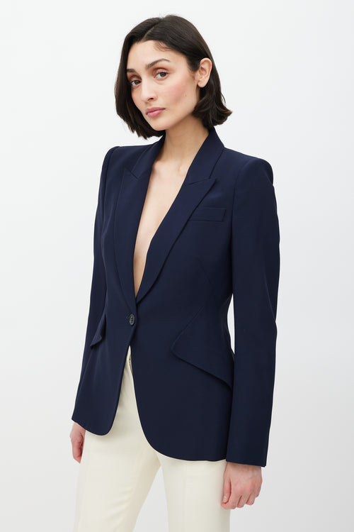 Alexander McQueen Navy Three Pocket Blazer