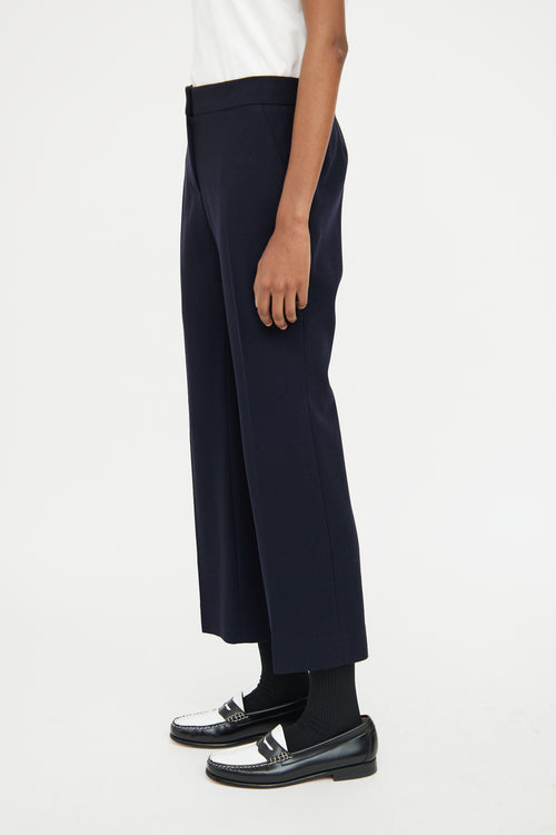 Alexander McQueen Navy Wool Pleat Trouser