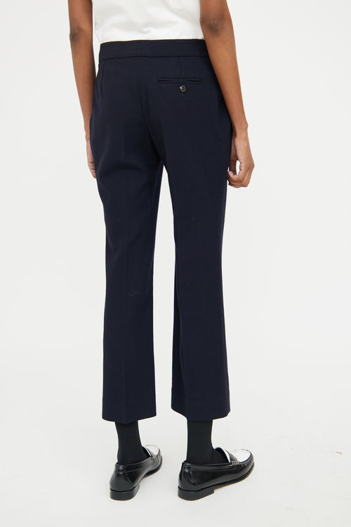 Alexander McQueen Navy Wool Pleat Trouser