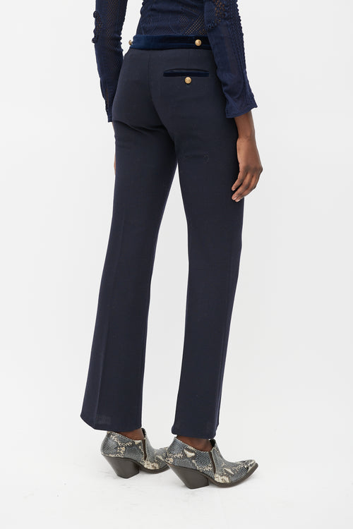 Alexander McQueen Navy 
Gold Wool Straight Leg Trouser