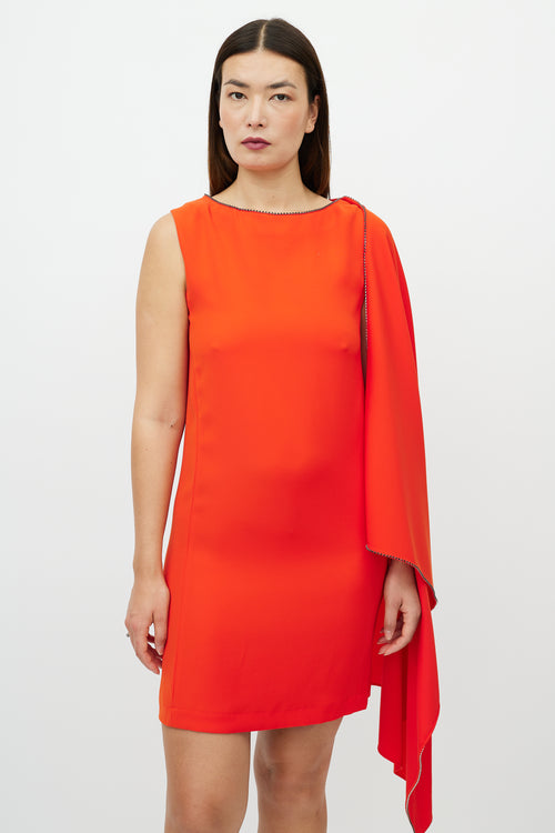 Alexander McQueen Orange Jewel Draped Overlay Dress