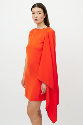 Alexander McQueen Orange Jewel Draped Overlay Dress