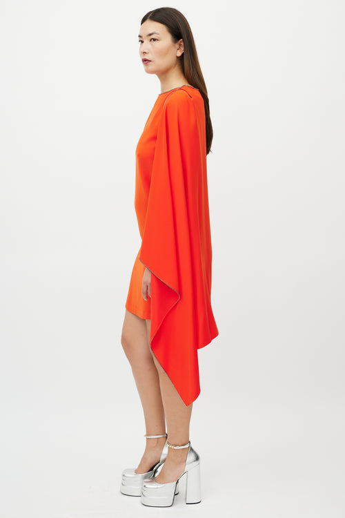 Alexander McQueen Orange Jewel Draped Overlay Dress