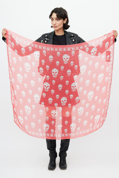 Alexander McQueen Pink 
White Classic Skull Scarf