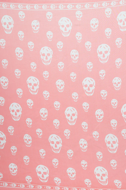 Alexander McQueen Pink 
White Classic Skull Scarf