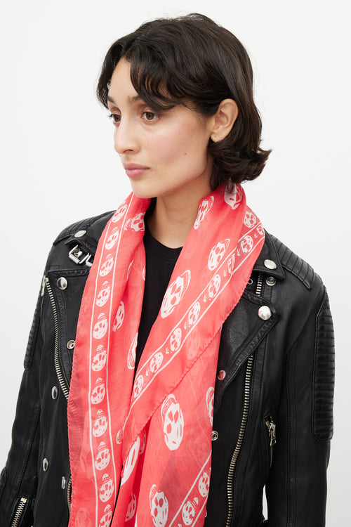 Alexander McQueen Pink 
White Classic Skull Scarf