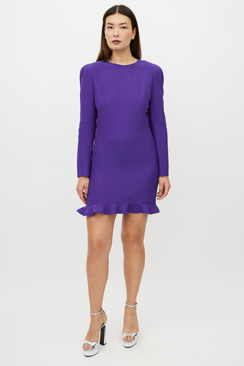 Alexander McQueen Purple Structured Shoulder Dress