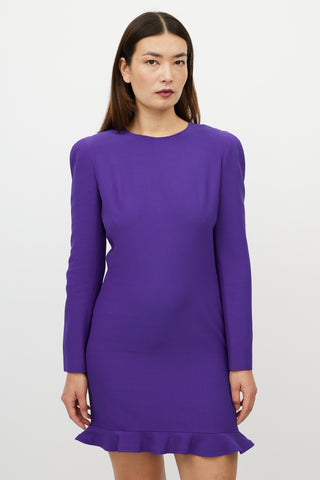 Alexander McQueen Purple Structured Shoulder Dress