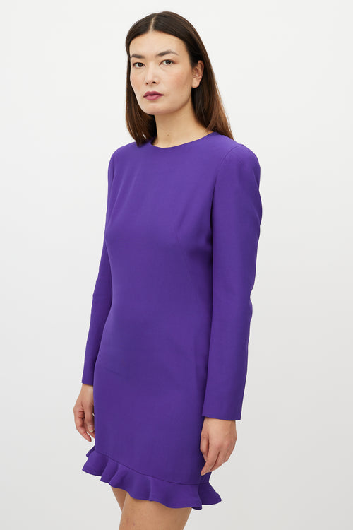 Alexander McQueen Purple Structured Shoulder Dress