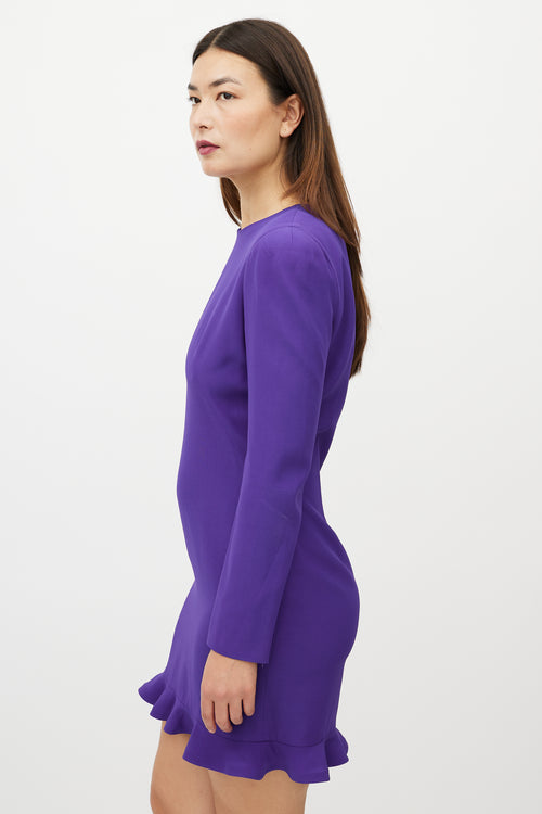 Alexander McQueen Purple Structured Shoulder Dress