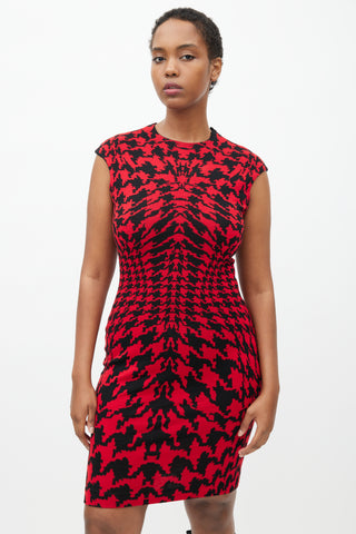 Alexander McQueen Red 
Black Houndstooth Dress