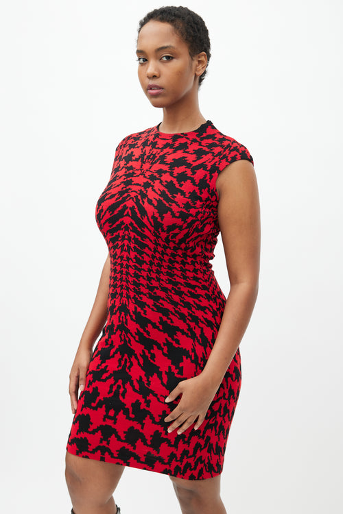 Alexander McQueen Red 
Black Houndstooth Dress