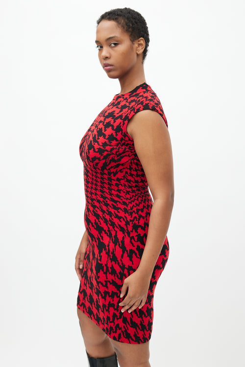 Alexander McQueen Red 
Black Houndstooth Dress