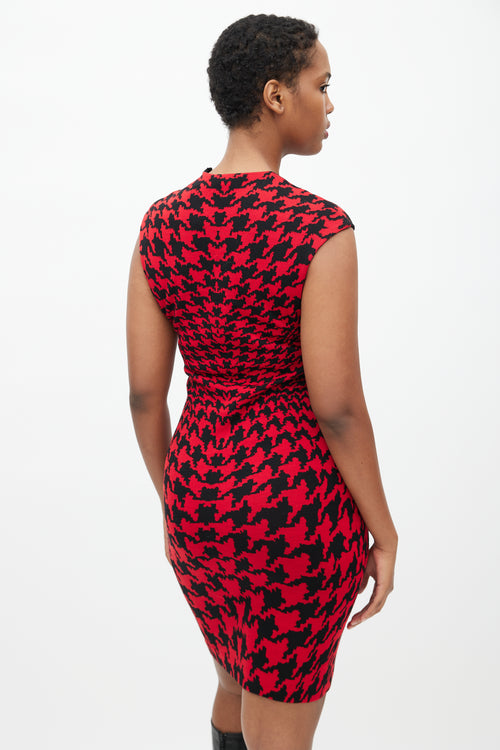 Alexander McQueen Red 
Black Houndstooth Dress