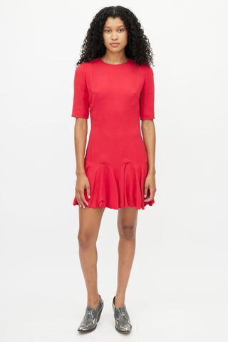 Alexander McQueen Red Flared Mini Dress