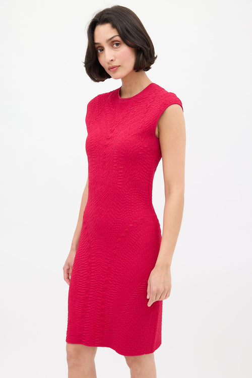 Alexander McQueen Red Textured Knit Fitted Dress