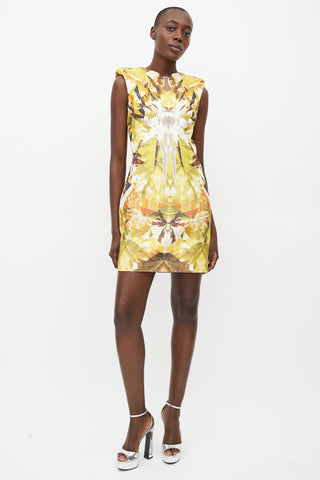 Alexander McQueen SS 2009 Runway Yellow 
Multicolour Gem Reflection Wool Dress